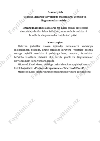 ms excel elektron jadvallari bilan ishlash — DOCX