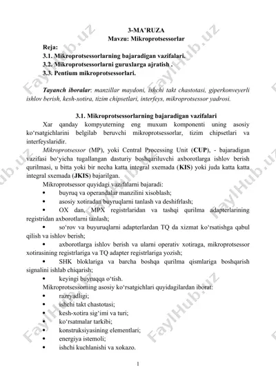 mikroprotsessorlar — DOC
