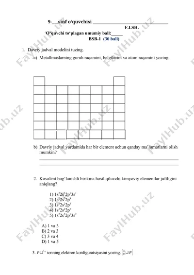 davriy jadval modeli — DOCX
