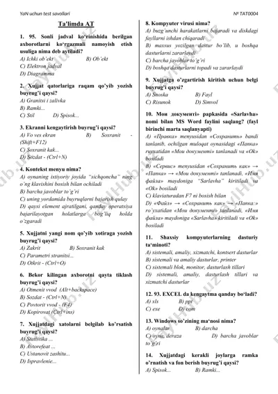 yan uchun test savollari — DOC