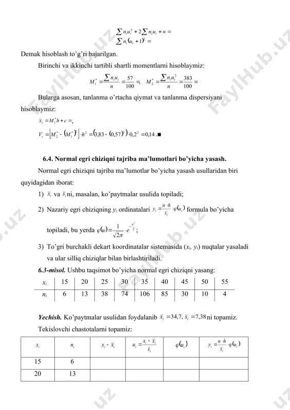 tistik ma’lumotlar statisticheskie dannie statistical data – tnlanma usulda olingan ma’lumotlar. statistika statistika statistics – tasodifiy miqdorlar ustidagi tajribalar (kuzatishlar) natijasi. tanlanma o’rtacha viborochnoe srednee sample mean – tanlanma qiymatlari yig’indisining ularning soniga bo’lishdan hosil bo’lgan son. tanlanma viborka sample— o’rganilayotgan ob’ektlar to’plamidan tasodifiy tanlab olingan ob’ektlar to’plami. tanlanmaning statistik taqsimoti statisticheskoe raspredelenie viborki statistical distribution of sample — variantalar va ularga mos chastotalar yoki nisbiy chastotalar ro’yxati. to’plam mnojestvo set — elementlari deb ataluvchi qandaydir ob’ektlardan (sonlar, narsa va buyumlar va b.) tashkil topgan majmua. variatsiya koeffisiyenti koeffitsient variatsii the coefficient of variation — tanlanma kvadratik chetlanishlar o’rtachasining tanlanma ortachaga nisbatining foizlardagi ifodalanishi. _1801382373.unknown _1801382374.unknown _1801382375.unknown _1801382376.unknown _1801382377.unknown _1801382378.unknown _1801382379.unknown _1801382380.unknown _1801382381.unknown _1801382382.unknown _1801382383.unknown _1801382384.unknown _1801382385.unknown _1801382386.unknown _1801382387.unknown _1801382388.unknown _1801382389.unknown _1801382390.unknown _1801382391.unknown _1801382392.unknown _1801382393.unknown _1801382394.unknown _1801382395.unknown _1801382396.unknown _1801382397.unknown _1801382398.unknown _1801382399.unknown _1801382400.unknown _1801382401.unknown _1801382402.unknown _1801382403.unknown _1801382404.unknown _1801382405.unknown _1801382406.unknown _1801382407.unknown _1801382408.unknown _1801382409.unknown _1801382410.unknown ( ) n c x n m k …
