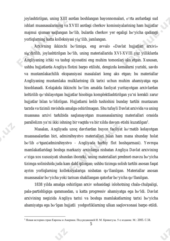 rt-sharoitlari juda qattiq tartibda belgilangan: turli tarzdagi xronologiyalar bо‘yicha, muassasalar bо‘yicha va boshqa cheklovlar amal qilgan. davlat arxivi bilan chambarchas yaqin aloqada bо‘lgan tarixiy qо‘lyozmalar komissiyasi 1869 yilda tashkil etildi va ushbu muassasa ancha keng kо‘lamdagi nashriyotchilik faoliyatini olib bordi. komissiya tomonidan arxivning yillik hisobotlari bosib chiqarilgan, bu nashrlarga arxiv bо‘yicha obzor(umumlashtiruvchi qisqa ma’lumot)lar, arxiv rо‘yxatlari va boshqa turli ma’lumotlar ilova qilinib, qо‘shib qо‘yilgan. ayniqsa arxivga doir bosma asar, nashrlarining о‘ziga xos ajralib turadigan hususiyatlaridan biri, kо‘rinishi - “kalendarlar” bо‘lib, arxiv sohasi bо‘yicha hujjatlarning ba’zi bir muhim joylaridan batafsil kо‘chirmalar, parchalar keltirilgan kitobcha, jadvallar bо‘lgan. bunday usulda nashr etishning tarafdorlari, kalendarlar tadqiqotchi uchun hujjatlarni asl nusxalarini kо‘zdan kechirib, kо‘rib chiqilishi zaruratini о‘rnini bosishi mumkin deb hisoblashgan. biroq, angliyaning о‘zida “kalendarlar”ga tanqidiy munosabatda bо‘lganlik, tanqid ostiga olish holatlari ham uchragan; tanqidchilar ya’ni munaqqidlar haqqoniy ravishda gapirib, “kalendarlar” da hujjatning mazmunini batafsil, mukammal bayon etilishining о‘zi, hujjatlardagi matnning aslini, haqiqiyligi о‘rnini bosa …
