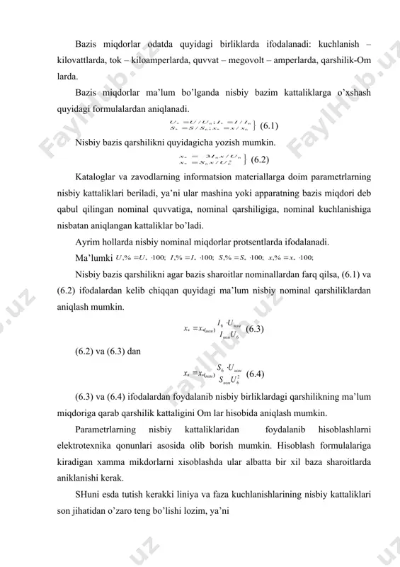uchun om qonuni nisbiy birliklarda, masalan ko’rinishga ega bo’ladi. uch fazali tarmoq quvvatining formulasi esa yozilishi mumkin. hisoblash sxemasining turli elementlarining qarshiligi qanday aniqlanishini ko’rib chiqamiz. foydalanilgan adabiyotlar 1. draganov b.x., kuznetsov a.v. teplotexnika i primenenie teplot v selskom xozyaystve. m.: agropromizdat. 1990 2. nurmatov m.v. va bosh. issiqlik texnikasi. t.: o’qituvchi, 1998. 256 b. 3. iskandarov z.s. issiqlik texnikasi asoslari. t. mehnat, 2003. 188 b. 4. nashokin v.v. texnicheskaya termodinamika i teploperedacha. m.: vsshaya shkola. 1980 _1227274153.unknown _1227274181.unknown _1227274386.unknown _1227274693.unknown _1227274746.unknown _1227274499.unknown _1227274206.unknown _1227274165.unknown _1227273733.unknown _1227274084.unknown _1227273421.unknown