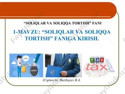 soliqlar va soliqqa tortish — PPT