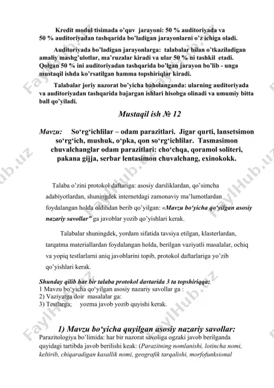 soʻrgʻichlilar-odam parazitlari — DOCX
