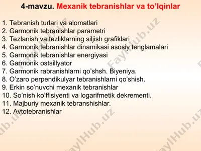 mexanik tebranishlar va to’lqinlar — PPT
