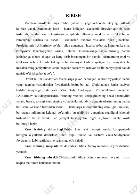 yo`naltirilgan til ) tili io`lab chiqildi. bu til mashinadan mustaqillikka ega bo`lgan yuqori darajali biznesga yo`naltirilgan dasturlash tilidir. mashinadan mustaqillikka ega bo`lgan dasturlash tillarida yozilgan dasturlar istalgan turdagi ehm da maxsus kompilyatorlar vositasida bajarilaveradi. cobol tilini yaratishda ham greys xopper maslahatchi bo`lgan. 1954 yilda fortran (formula translation) tili yaratilayotgani haqidagi xabar chop etildi. bu dastur ibm kompaniyasining nyu yorkdagi shtab kvartirasida yaratildi. uni a tuzuvchilardan biri jon bekus bo`ldi. u bnf(nfb - normalnaya forma bekusa – bekusning normal formasi ) muallifi bo`lib, bu forma ko`plab dasturlash tillarining sintaksisini izohlashda qo`llaniladi. bu vaqtda yevropa davlatlarida mashhur til algol edi. xuddi fortran kabi u ham matematik topshiriqlarga yo`naltirilgan edi. unda o`sha davrning ilg`or texnologiyasi – tarkibli dasturlash amalda qo`llangan. ko`plab dasturlash tillari o`tgan asrning 60-70-yillarida paydo bo`ldi. uzoq vaqt yashagan tillar sirasiga basic tilini kiritish mumkin. bu dasturlash tili 1964 yilda jon kemeni va tomas kurs boshchiligida dartmut universitetida ishlab chiqildi. mualliflarining …