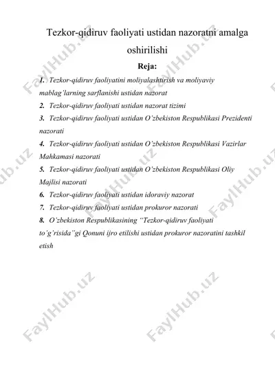 tezkor-qidiruv faoliyati ustidan nazoratni amalga oshirilishi — DOCX