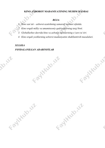 kino axborot madaniyatining muhim manbai — DOCX