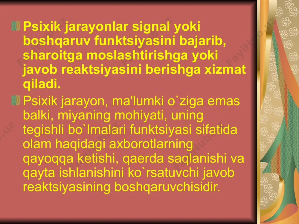 davr psixologiyasidagi bu turlar keyin yana ko`p marta tadbiq qilinib, yana shu to`rt tip nomi saqlanib qolgan. qobiliyat va uning xillari qobiliyatlar kishining shunday psixologik xususiyatlaridirki, bilim, ko`nikma, malakalar orttirish shu xususiyatlarga bog`liq bo`ladi. shu xususiyatlar mazkur bilim, ko`nikma va malakalarga taluqli bo`ladi. malakalar, ko`nikma va bilimlarga nisbatan qobiliyatlari qandaydir imkoniyat sifatida namoyon bo`ladi. qobiliyatlar faqat faoliyatda, shunda ham amalga oshirilishi mumkin bo`magan faoliyatidagina namoyon bo`ladi. (rasm solish qobiliyati bor yo`qligini shu faoliyatda aniqlanadi). masalan, albert eynshteyn (1879–1955, nemis fizigi) o`rta maktabda uncha yaxshi o`qimagan o`quvchi edi, uning kelajakdagi genialligidan, aftidan hech narsa dalolat bermas edi. kishi psixik faoliyatida birinchi signallar tizimi signallarining nisbatan ustunligi uning badiy tipga, signallar signalining nisbatan ustunligi fikrlovchi tipga, signallar vakolatining tengligi odamlarning o`rta tipga mansubligini belgilaydi. badiiy tip uchun bevosita ta'surot, jonli tasavvur, emotsiya ta'sirida paydo bo`ladigan obrazlar yorqinligi xosdir. fikrlovchi tip uchun mavxumlik, mantiiqiy tuzilmalar, nazariy muloxazalar ustunligi xosdir. xarakter va uning xillari. …