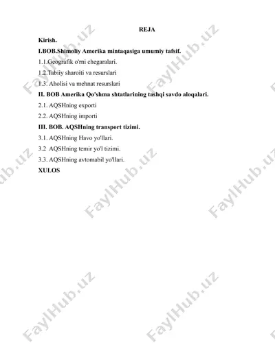 amerika qoʻshma shtatlarining transport — DOCX