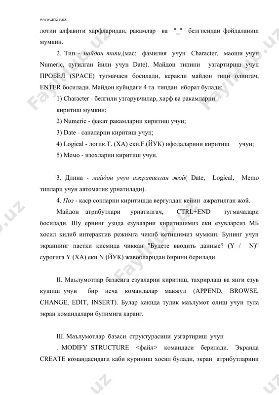 маълумотлар базасини ташкил килиш,тахрирлаш, структурасини узгартириш - Page 3