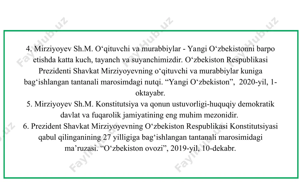 ifikatsiyasidan ham ko’rinib turibdiki, u faqat o’qituvchining o’quvchilarni o’qitishini ko’zda tutadi, o’quvchilarning o’rganishini tash­kil etish va ularning o’rganishiga o’qituvchining rahbarlik qilishini e'tiborga olmaydi. ko’zga ko’ringan metodist v.g.kartsev bu masalada boshqacha yo’l tutadi. u metodlar sistemasiga o’quv harakteriga ega bo’lgan belgilar («bayon qilish metodi», «so’rash metodi») va umumiy didaktiv vazifalar («materialni o’rganish metodi», «mustahkamlash metodi», «bilimni tekshirish metodi» va boshqalar) ni emas, balki o’quvchilarning tarixiy voqealarni bilish qonuniyatlarini asos qilib oladi. metodlar haqidagi nazariyaning metodologii asosini, ya'ni jonli mushohadadan abstrakt tafakkurga va undan amaliyotga o’tish tashkil etadi. binobarin,— deb hisoblaydi v.g.kartsev,— o’quvchilarda tarixiy tasavvur va tarixiy tushunchalarni shakllanti­rish metodlari haqidagi masala metodikaning markaziy masalasi bo’lishi keraq shu asosda u, o’quvchilarda tarixiy tasavvur va tushunchalarni shakllantirishning 4 guruhi borligini aytadi: tarixiy tasavvurlar va tushunchalarni shakllantirkii me­todlari; umumiy tushunchalarni shakllantirish metodlari; vaqt va fazoda tarixiy rivojlanish dialektikasini ochib berish metodlari; tarixni zamonaviy voqealar bilan borlash metod­lari; tarixiy bilimlarning hayot va praktikada qo’llanilishi. 60-yillar …