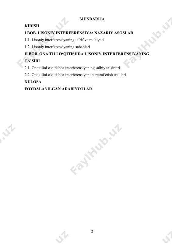a olmasligidan kelib chiqadi. bu xatoliklar talaffuzdagi noto‘g‘ri urgu, grammatikaning buzilishi, so‘z birikmalarining noto‘g‘ri ishlatilishi, leksik tafovutlar kabi ko‘rinishlarda namoyon bo‘ladi. masalan, o‘zbek tilidagi sintaktik tuzilmalarning o‘rganilayotgan tilga to‘g‘ri mos kelmasligi, ba'zi so‘zlarning noto‘g‘ri tarjimasi yoki jumla tuzishdagi farqlar interferensiyaning salbiy ta'sirini keltirib chiqaradi. bunday xatoliklar, o‘z navbatida, til o‘rganish jarayonida o‘quvchilarning ishonchini pasaytirishi va tilni o‘rganishdagi motivatsiyani kamaytirishi mumkin. shu bilan birga, lisoniy interferensiya o‘quvchilarning ikkinchi tilni o‘rganishdagi salbiy xatolarni bartaraf etishda ma'lum bir ijobiy rol o‘ynashi mumkin. interferensiya jarayonida o‘quvchi birinchi tilidagi o‘rganilgan bilimlarni ikkinchi tilni o‘rganishga moslashtirishi mumkin. bu jarayon orqali o‘quvchi til o‘rganishda o‘ziga qulay usullarni aniqlash, ikki tilning o‘xshashliklari va farqlarini tahlil qilish orqali samarali o‘rganish usullarini ishlab chiqadi. biroq, bu ijobiy interferensiya juda ehtiyotkorlik bilan boshqarilishi lozim, chunki noto‘g‘ri qo‘llangan interferensiya salbiy ta'sir ko‘rsatishi mumkin. bugungi kunda, til o‘qitish jarayonida lisoniy interferensiya muammosi nafaqat nazariy jihatdan, balki amaliyotda ham katta ahamiyatga ega. ko‘p tilli …