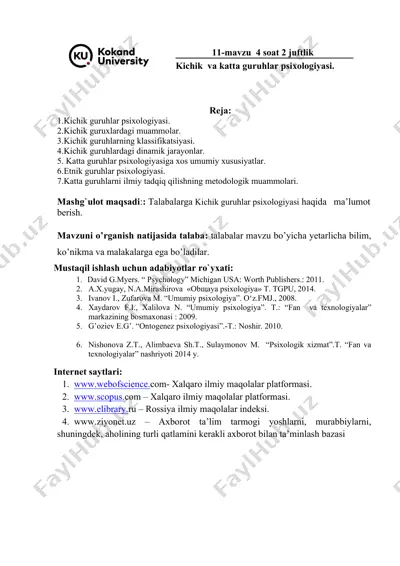 kichik guruhlar psixologiyasi — DOCX