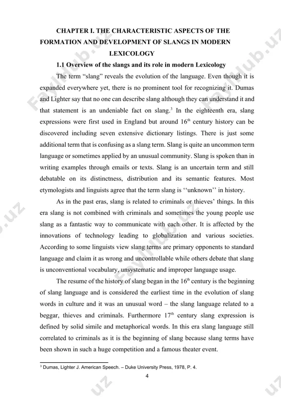 ong and uncontrollable while others debate that slang is unconventional vocabulary, unsystematic and improper language usage. the resume of the history of slang began in the 16th century is the beginning of slang language and is considered the earliest time in the evolution of slang words in culture and it was an unusual word – the slang language related to a beggar, thieves and criminals. furthermore 17th century slang expression is defined by solid simile and metaphorical words. in this era slang language still correlated to criminals as it is the beginning of slang because slang terms have been shown in such a huge competition and a famous theater event. the study of word origins enjoyed considerable popularity in the past, and etymologies, a traditional component of a dictionary entry, were often hotly debated, even though ‘the amateurs who, as late as 1900, filled the pages of popular journals with …