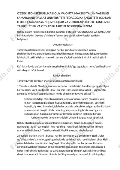 quvnoqlar va zukkolar ko’rik-tanlovi tartibi — DOCX