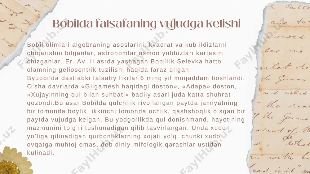 hmaydi hamda olam i lohiy kuch tomonidan yarat i lmagan, «veda» haqiq iy b i l im bermaydi , deb ta’k id lashadi . buddizm va jaynizm din iy- fa lsaf iy maktablar bo’ l ish iga qaramay, u lar ham «veda»ning muqaddasl ig in i tan o lmagan. sankxya qadimgi hindistondagi dual is t ik fa lsaf iy maktab bo’ l ib , o lam asosida moddiy unsur (prakr i t i ) modda va ruh (purusha) yotadi , deb hisoblaydi .bu yo’nal ishga, asosan, o lamdagi barcha narsalar ikk i unsurning tur l i teng miqdorda (proports iyada) b i r ik ishidan yuzaga keladi , o lam sababiyat orqal i r ivo j lanadi , o lamda uchta sabab mavjud, deyi ladi . ular quyidagi lard i r : moddiy sabab, yaratuvchi sabab, a loqador bo’ lmagan sabab. bu fa lsaf iy maktab haqida buyuk bobokalonimiz abu …