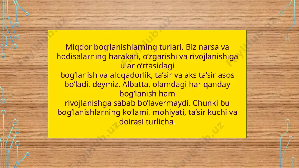 llaniladi. ba’zida taraqqiyotning ma’lum bir bosqichida oldingi bosib o’tilgan davr takrorlangandek bo’ladi, ammo bu ilgarigidan farq qiladigan, boshqacharoq tarzdagi takrorlanishdir. holbuki, har kuni tongda o’sha quyosh chiqadi, o’sha tog’u toshlarni, bog’u biyobonlarni, biz yashayotgan zaminni yoritadi. odamlar ham, ish va tashvishlar ham hamon o’sha- o’shadek. kimdir ishga shoshadi, kimdir o’qishga, kimdir yana ilgarigi kundek bekorchilikdan zerikadi... . ammo dunyo o’zgarmadimi bu bir kunning ichida? unda minglab bolalar tug’ilmadimi, son-sanoqsiz jarayonlar ro’y berib, er sayyorasining turli burchaklaridan boshqa joylarga qanchadan-qancha axborotlar tarqatilmadimi? ona zamin o’z o’qi va quyosh atrofida aylanishini davom ettirmadimi? har bir mamlakatda, shu jumladan, oʻzbekiston respublikasida saqlanadigan metr, kilogramm, volt, om, sham va lyumen e.lari xalqaro e. bilan solishtirib turiladi. ishlab chiqarilayotgan biror mahsulotni taqqoslash uchun namuna, oʻlchov e.lardan foydalaniladi. mas, don namunasi, kanop tolalari namunasi va boshqalar oʻzbekistonda e. larni saqlash va ulardan foydalanish masalalari bilan "oʻzstandart" agentligi shugʻullanadi. miqdorlarning qadimiy va turli xalqlarga oid nostandart o‘lchov …