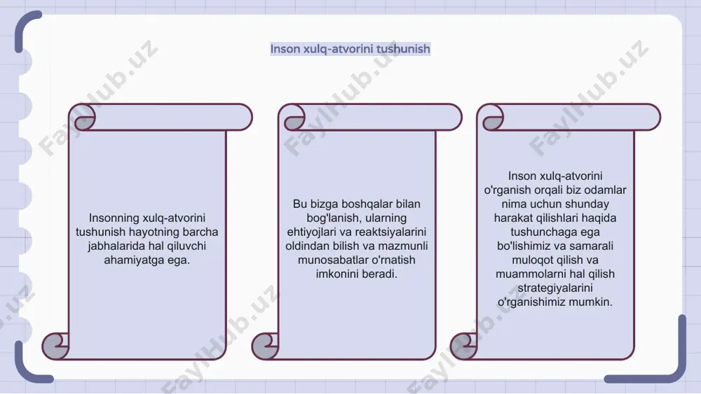 lar. bundan tashqari, ijtimoiy media va texnologiya odamlarni bir-biriga bog'lab qo'ygan va uzib qo'ygan, bu ham tegishli, ham yolg'izlikning paradoksal tuyg'usiga olib keladi. va nihoyat, iqlim o'zgarishi va ifloslanish kabi ekologik muammolar butun dunyo bo'ylab odamlar uchun jiddiy muammolarni keltirib chiqaradi. bu masalalar barcha uchun barqaror kelajakni ta'minlash uchun jamoaviy harakat va individual mas'uliyatni talab qiladi. insoniy munosabatlarda empatiyaning ahamiyati empatiya insoniy munosabatlarda muhim rol o'ynaydi, chunki u odamlarga bir-birlarini chuqurroq tushunish va bog'lash imkonini beradi. o'zlarini boshqalarning o'rniga qo'yib, odamlar atrofdagilarning his-tuyg'ulari va ehtiyojlarini yaxshiroq tushunishlari va ularga javob berishlari mumkin. bu tushunish va qo'llab-quvvatlash yanada mustahkam aloqalarni kuchaytiradi va yanada uyg'un va rahmdil jamiyatni yaratadi. san'at va madaniyatga odamlarning ta'siri xalq - odamlarning san'at va madaniyatga ta'siri. san’at va madaniyat rivojida hamisha odamlar harakatlantiruvchi kuch bo‘lib kelgan. ularning g'oyalari, ijodkorligi va ishtiyoqi tarix davomida turli xil san'at turlarini shakllantirgan. qadimgi tsivilizatsiyalardan to hozirgi kungacha shaxslar o‘zlarining noyob qarashlari …