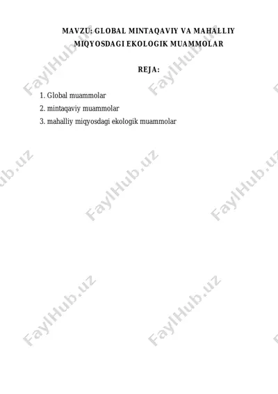 global va mahalli ekologik muammolar — PDF