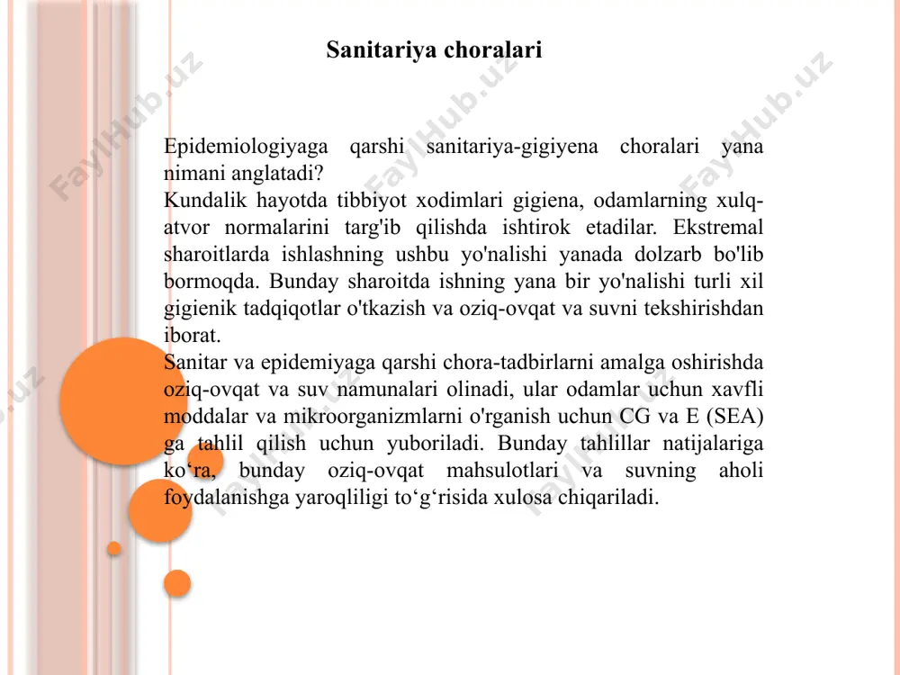 demiyaga qarshi rejimlarga rioya qilgan holda maxsus shifoxonada. biroq, ko'k yo'tal, qizamiq, gripp va boshqa infektsiyalar bilan bemorlarning ko'pchiligi uyda bo'lganda, sog'lom odamlarning ular bilan muloqot qilishiga maksimal darajada to'sqinlik qiladigan sharoitlar yaratiladi vashu bilan ularning infektsiyalanishining oldini oladi. infeksiya manbai bilan aloqada boʻlganlar uchun tibbiy kuzatuv oʻrnatilmoqda. yuqumli kasalliklarning nozologik shakliga qarab, sog'lig'ining holati, axlatning tabiati va chastotasi, kunlik termometriya, terini tekshirish, pedikulyozni tekshirish, ko'z va shilliq pardalarni tekshirish, limfa tugunlarini palpatsiya qilish bo'yicha har kuni tekshiruv o'tkaziladi., jigar va taloq. bundan tashqari, immunologik va bakteriologik tadqiqotlar olib borilmoqda, atrof-muhit ob'ektlari o'rganilmoqda. biz epidemiyaga qarshi tadbirlarni tashkil etish va oʻtkazishni koʻrib chiqdik. tibbiy nazorat image2.png image3.png image4.png image5.png image6.png image7.png image8.png