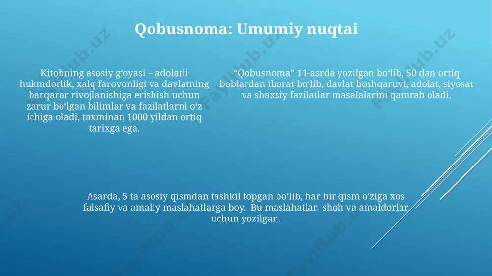 kaykovus "qobusnoma" asarini o'qib, tahlil qilish - Page 5