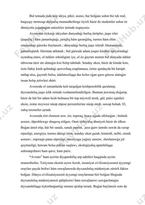 kenin aytıw kerek, insaniyat civilizatsiyasınıń áyyemgi orayları payda boliwi hám rawajlanıwda dıyxanshılıq mádeniyatı zárúrli faktor bolǵan. dúnya civilizatsiyasınıń áyyemgi oraylarınan biri bolǵan shıǵısda dıyxanshılıq mádeniyatınıń qáliplesiwi hám rawajlanıwı suwǵarılatuǵın dıyxanshiliqqa tiykarlanǵanlıǵı menen ajralıp turadı. buǵan baylanıslı sonı da aytıw kerek orta aziyadagi eń áyyemgi dıyxanshılıq mádeniyatı jaytun mádeniyatı bolıp, eramizga shekemgi bolǵan 6 -4 mıń jıllıqlarda qálipleskenliginen dárek beredi. dıyxanshılıq tariyxın úyreniw tariyxtıń túrli basqishlarinda xalqlarning social - ekonomikaliq sistemasın hám islep shigariw kúshleri rawajlanıwın xojaliq-mádeniy tiplar tariyxı máselelerin ilimiy analiz qılıw zárúrli bolıp tabıladı. áyyemgi dıyxanshılıq mádeniyatı, dástúriy dıyxanshılıq xojaligi hám ol menen baylanıslı dástúrler hám de agrar kultlar tariyxshi, arxeolog hám etnolog ilimpazlar ushın mudami aktual hám qızıqlı máselelerden biri bolıp kelgen, jáne bul boyınsha qánigelerdiń alıp barǵan ilimiy izertlewleri nátiyjesinde málim ámeliy nátiyjelerge de erisilgen. ásirese buǵan baylanıslı ózbekstandaǵı diyxanshiliq hám dıyxanshılıq mádeniyatı tariyxı, suwǵarılatuǵın diyxanshiliqtin qáliplesiwi hám rawajlanıw basqıshları hám de ol menen baylanisli bolǵan urbanistik …