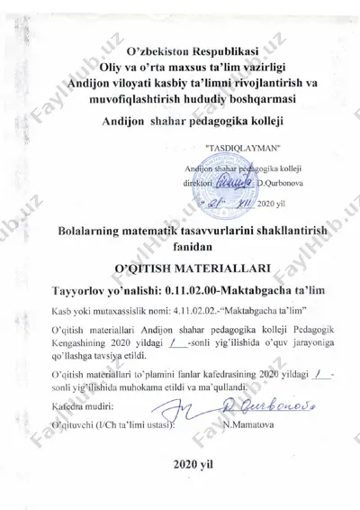 ishchi o‘quv dasturi “aqliy tarbiya” — DOCX