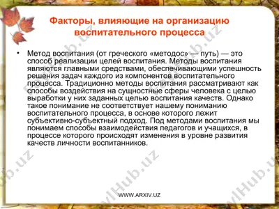 факторы, влияющие на организацию воспитательного процесса — PPT