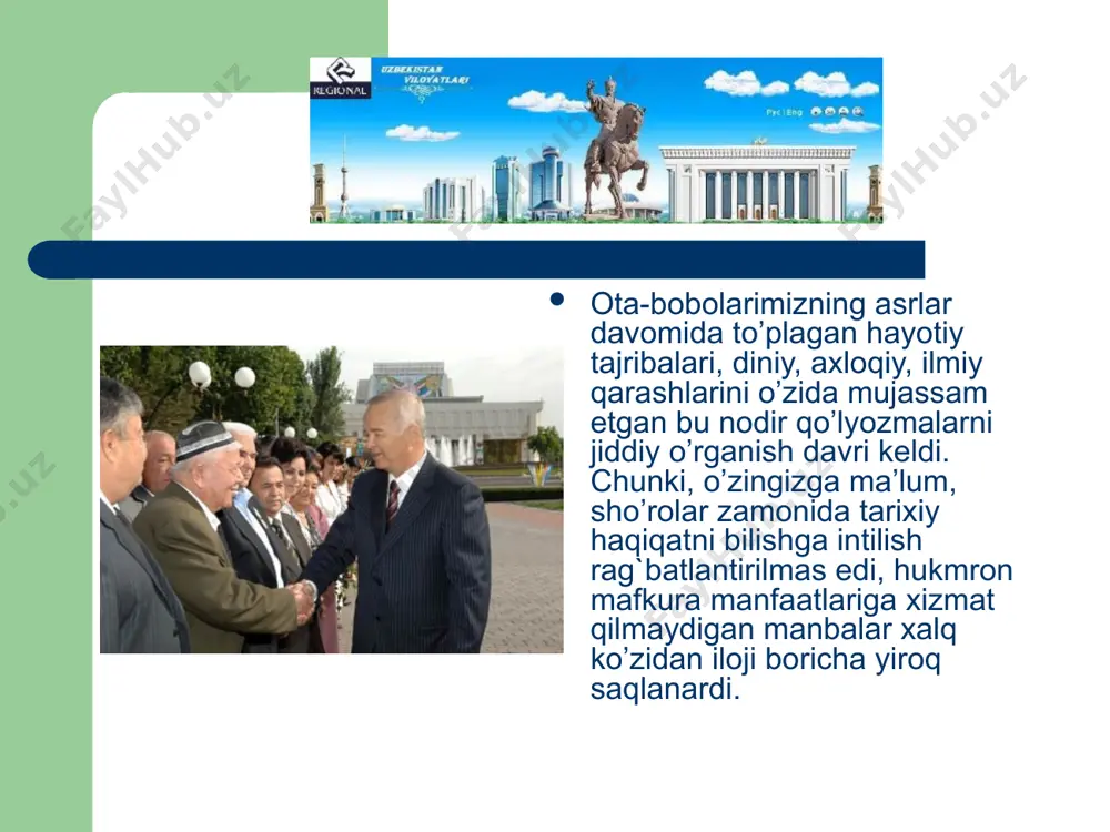 prezidentimiz islom karimovning tarixiy xotirasiz kelajak yo`q asari - Page 5