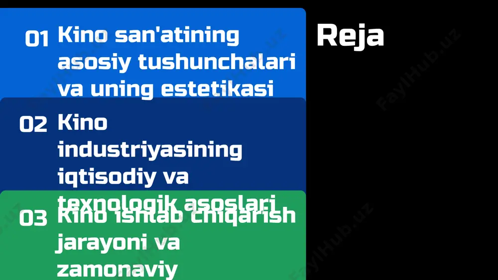 gik asoslari zamonaviy raqamli kameralar ishlab chiqarishni soddalashtirdi va xarajatlarni kamaytirdi, bu esa ijodiy imkoniyatlarni kengaytirdi va kengroq auditoriyaga erishishga yordam berdi. kompyuter grafikalari, vizual effektlar, virtual haqiqat va kengaytirilgan haqiqat kabi innovatsiyalar kino san'atiga yangi yondashuvlar olib kirdi hamda vizual hikoyani boyitdi. streaming xizmatlari ta'siri bilan film tarqatish va iste'mol qilish usullari o'zgardi, bu ijodiy jarayonlarga yangi imkoniyatlar va muammolarni yuzaga keltirdi. kino ishlab chiqarish jarayoni bosqichlar va vazifalar zamonaviy texnologiyalar ta'siri kino ishlab chiqarish bosqichlari: g'oya, ssenariy yozish, preproduksiya, asosiy ishlab chiqarish va postproduksiya. har bir bosqich o'z vazifasiga ega. zamonaviy texnologiyalar, masalan, kompyuter grafikasi va virtual haqiqat, kino ishlab chiqarishni soddalashtiradi, sifatni oshiradi va vaqt hamda xarajatlarni kamaytiradi. zamonaviy tendentsiyalar kino sanoatida yangi yo'nalishlar raqamli texnologiyalar va streaming platformalar keng tarqalmoqda, netflix, amazon prime kabi xizmatlar global auditoriyaga kirishni ta'minlaydi. bu tendensiyalar kinoni tez va keng tarqaladigan media shakliga aylantirmoqda, shuningdek, yozuvchilardan boshlang'ich ishlab chiqaruvchilargacha bo'lgan ishtirokchilar …