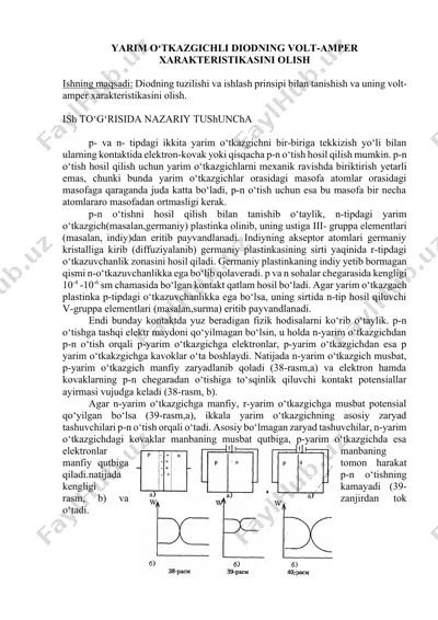 yarim o‘tkazgichli diodning volt-amper xarakteristikasini olish — DOCX