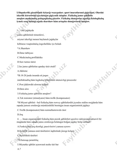 sharshawning jumıs qábiletini tómenlewi — DOCX