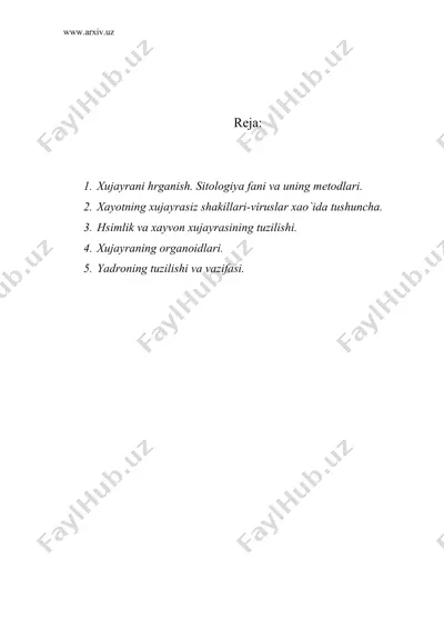 biologiya fanini urganish usullari. tiriklikni xossalari — DOC