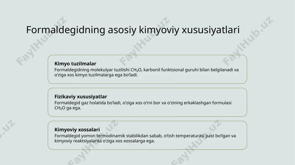 lar uchun tibbi o'simliklar bo'yicha qo'llaniladi. formaldegidning sanoat sohasidagi texnologiyalar formaldegidning sanoat sohasidagi texnologiyalar yuqori sifatli materiallar ishlashda keng qo'llaniladi. bu vositalar preservativ, dezinfektsiyachi sifatida ham foydalaniladi. kimyo sintezi, ekologiya va toksikologiyada katta ahamiyatga ega. photo by radoslav bali on unsplash formaldegidning yuqori to'qimachilik sifati 1 quyuqori to'qimachilik formaldegidning yuqori to'qimachilik sifati uni o'ziga xos qiladi va kimyoviy sintezlar va sanoat sohalarida o'zgaruvchan ta'sir ko'rsatadi. 2 kimyo moddalar bilan birga ishlatilishi formaldegidning yuqori to'qimachilik sifati uni organik moddalar bilan birga ishlatishga imkon beradi, kimyoviy sintezlarda keng qo'llaniladi. 3 toksik effektlar formaldegidning yuqori to'qimachilik sifati uni toksik effektlarining oshishiga olib kelishi mumkin, shuningdek, ishlarni amalga oshirishda ehtiyot bo'lish tavsiya etiladi. formaldegidning organik kimyoda ahamiyati organik kimyoda formaldegid formaldegidning organik kimyoda ahamiyati yonida, bu kimyo moddalar sintez va analiz jarayonlarida katta ahamiyatga ega bo'lib, kimyoviy reaktsiyalarni o'rganishda muhim rol o'ynaydi. kimyoviy bog'liqlik formaldegidning organik kimyoda ahamiyati, kimyoviy bog'liqlikni o'rganishda katta o'rin tutadi. …