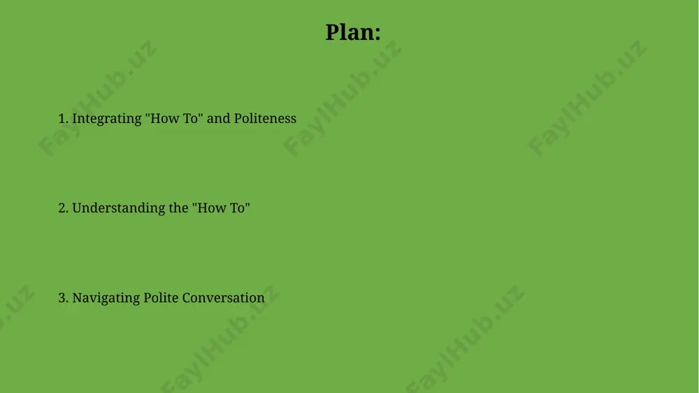unities for connection employ active listening techniques – such as paraphrasing and summarizing – during the "how-to" process to show genuine interest, validate audience contributions, and build stronger interpersonal connections. incorporate 3-5 open-ended questions strategically throughout your "how-to" explanation to encourage active participation and create opportunities for shared experiences and insights. managing disagreements respectfully: navigating conflict if the disagreement escalates, suggest a brief pause for both parties to gather their thoughts, perhaps 5-10 minutes acknowledge the other person's perspective by summarizing their points using phrases like "it sounds like you're saying..." before gently stating your differing viewpoint appropriate turn-taking: giving everyone a voice employ the "3-second rule" – if a pause exceeds 3 seconds, gently invite another participant to speak, ensuring equitable distribution of conversational turns and preventing conversational monopolies. recognize conversational dominance; if one or two individuals consistently control 70% of speaking time, subtly redirect conversation to less vocal …