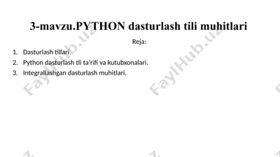 python dasturlash tili muhitlari — PPTX