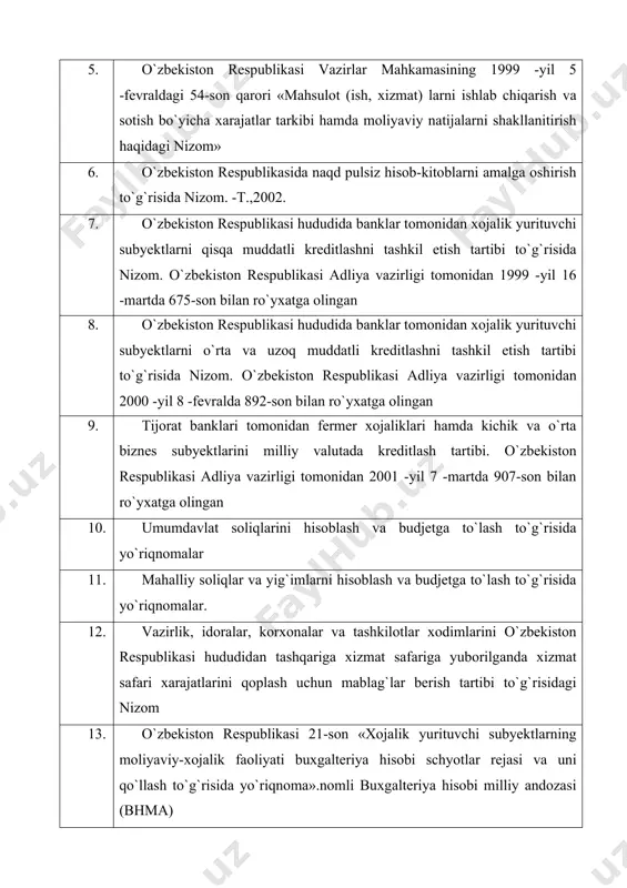 omalalarini hisobga oluvchi dastlabki hujjatlar va hisob registrlari 16. moliyaviy hisobot dastlabki hujjatlarni tekshirishda auditor ushbu hujjatlarning belgilangan tartibda tasdiqlangan namunaviy shakllaridan foydalanilganligini ham aniqlashi zarur. ichki hisob-kitob muomalalarini auditorlik tekshiruvidan o`tkazish ushbu muomalalarni hisobga olish va ichki nazoratning ahvolini oldindan baholashni nazarda tutadi. bunda xodimlarni ishga yollash va ishdan bo`shatishda qonunchilikka rioya qilinishini, ro`yxatdagi hisob va nazorat xodimlariga xizmat vazifalarini, ish vaqtini va bajariladigan ishlarni taqsimlash holati; mehnatga haq to`lash, mukofotlash va moddiy yordam to`g`risidagi nizomlarga rioya qilinishi va ichki nazoratning holatini o`rganganidan so`ng ichki hisob-kitob muomalalarini tekshirish uchun tanlash hajmini aniqlaydi. 2. hisobdor shaxslar bilan hisob-kitob muomalalari auditi xojalik subyektlari har doim ham bevosita o`z kassasidan yoki hisob-kitob schyotidan hisoblashishlarni amalga oshira olmaydi. bunday hollarda xodimlarga hisobdorlik asosida bo`naklar naqd pullarda beriladi, ular to`lovlarni amalga oshiradilar. bular ma'muriy xojalik muomala xarajatlari va xizmat safarlari uchun beriladigan bo`naklardir. ushbu xojalik muomalalari 4220 - «xizmat safari uchun berilgan bo`naklar», 4230 …