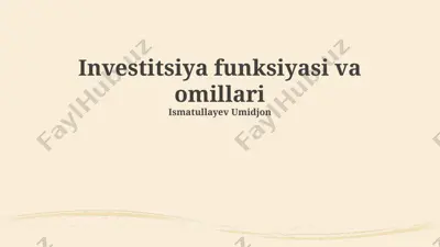 investitsiya funksiyasi va omillari — PPTX