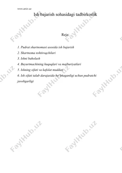 ish bajarish sohasidagi tadbirkorlik — DOC