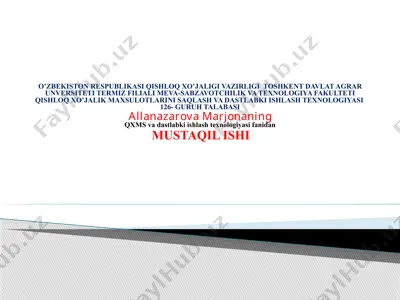 don mahsulotlarini dastlabki ishlashtexnologiyasi — PPTX
