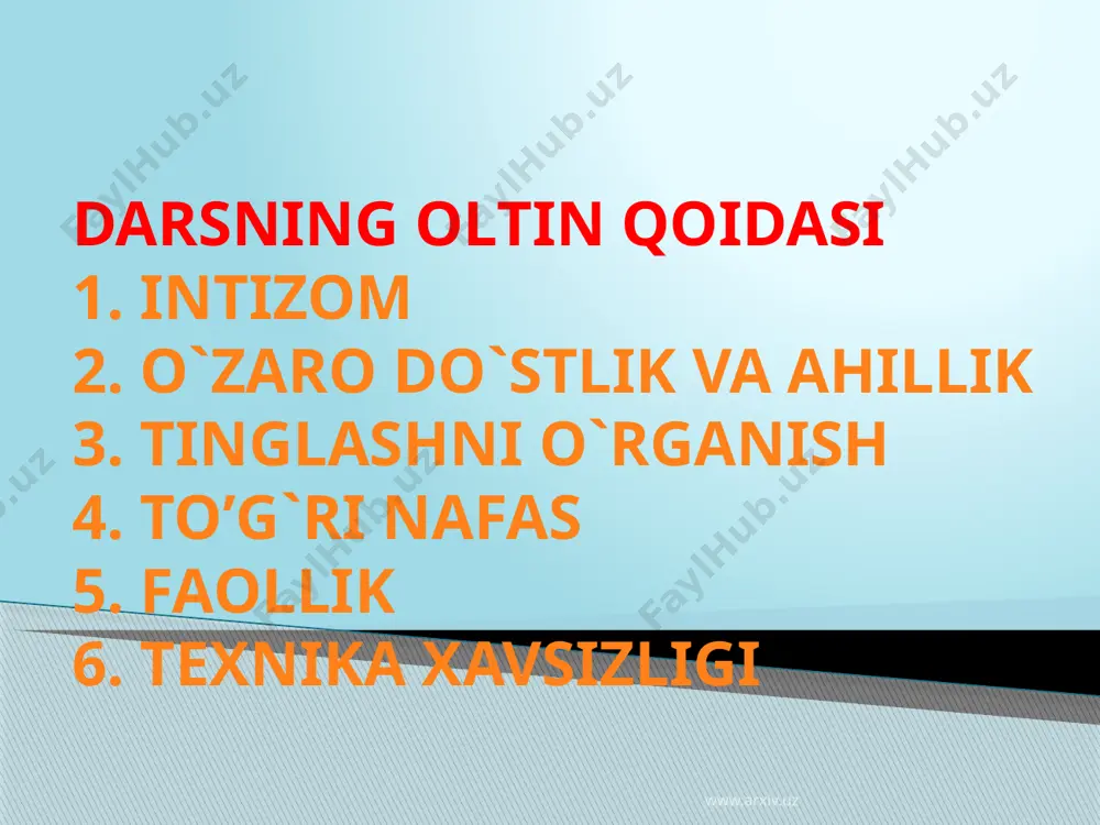 qa tarkibi ikki xil shaklga ega. biri cholg’u musiqasi bo’lsa, ikkinchisi ashula yo’lidir. mumtoz kuylar azaldan o’zbek xalq cholg’ularida ijro etib kelingan. ashula – qo’shiqqa nisbatan rivojlangan, shakl jihatdan kattaroq bo’lgan avjli asardir. www.arxiv.uz maqom asli arabcha so`z bo`lib , o`rin, joy, daraja, martaba , manzilgoh ma`nolarini anglatadi. maqom san`ati qadimdan “ustoz-shogird” an`anasi vositasida avloddan-avlodga o`tib kelmoqda. shuningdek uztozona musiqaning yuksak na`munasidir. hozir o`zbekistonda maqomlarning uch asosiy turi mavjud. mumtoz musiqamizning asosi-maqomdir. www.arxiv.uz 1. olti maqom-shashmaqom 2. xorazm maqomlari 3. farg`ona-toshkent maqom yo`llari. shashmaqom -6 maqomdan iborat. 1 buzruk-ma`nosi ulug, buyuk. 2 rost- to`g`ri, chin , haqiqiy. 3 navo- kuy , mungli kuy. 4 dugoh- ikki o`rin, ikki joy, ikki parda. 5 segoh-uch o`rin, uch joy, uch parda. 6 iroq –shu nomli arab mamlakatiga nisbat berilgan. www.arxiv.uz olti maqom tizimidagi har bir maqom ikki yirik bo`lim –cholg`u va aytim-ashula yo`llaridan tashkil topgan. cholg`u kuylar bo`limi buxoro an`anasiga ko`ra “mushkilot” deyiladi. …