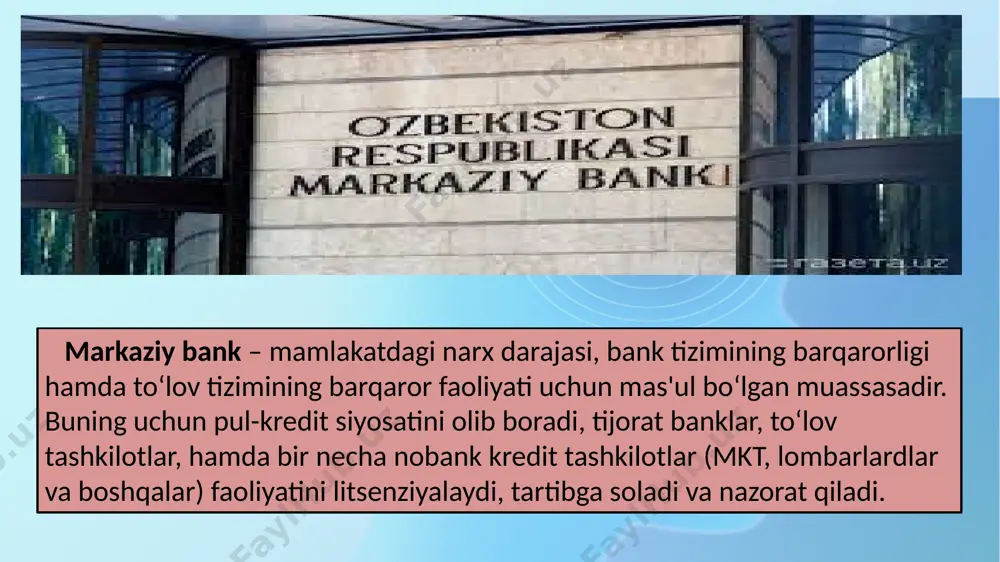 o'zbekiston respublikasi bank tizimi va uning tarkibi - Page 5