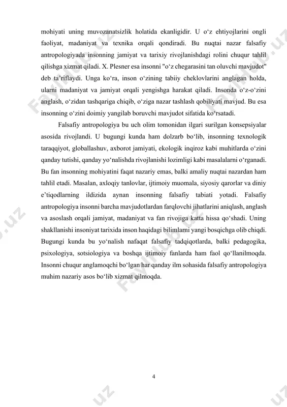 gi sivilizatsiyalar, ularning tanazzuli va yuksalish sabablari, urushlar va ularning ijtimoiy ongga ko‘rsatgan ta’siri, ilm-fan, din va axloqiy qarashlarning o‘zgarishi kabi hodisalar insoniyatning shakllanishida asosiy rol o‘ynagan. har bir tarixiy davr o‘ziga xos tajriba manbai bo‘lib, bu tajribalar keyingi avlodlar tomonidan tahlil qilinadi, qayta baholanadi va ulardan saboq olinadi. tarixiy antropologiya – bu insonning o‘tmishdagi hayoti, urf-odatlari, qadriyatlari, dunyoqarashi va ijtimoiy munosabatlarini o‘rganishga yo‘naltirilgan ilmiy yo‘nalishdir. u insonning tarixiy shakllanish jarayonini tahlil qiladi, o‘tmishdagi tajribalar orqali hozirgi jamiyatning ijtimoiy va madaniy holatini anglashga yordam beradi. bu yondashuvga ko‘ra, insonning har bir qarori, harakati va qadriyatlari o‘z vaqtida tarixiy sharoitlarda shakllangan. tarixiy antropologiya tarixni faqat siyosiy voqealar ketma-ketligi sifatida emas, balki inson ruhi va jamiyat ongi taraqqiyotining aks ettiruvchi manba sifatida ko‘radi. tarixiy tajribaning ahamiyati shundaki, u insoniyatga o‘z xatolaridan saboq olish, yutuqlarini saqlab qolish va rivojlantirish, yangi yo‘llarni izlab topish imkonini beradi. inson jamiyatida yuz bergan ziddiyatlar, ijtimoiy inqirozlar, ma’naviy …