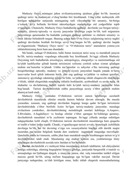markaziy osiyo mintaqasi tarixi — DOCX