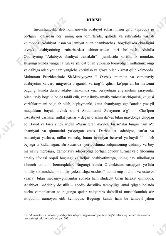 etib kelgan. sh.shomuhamedovning “fors- tojik adabiyotining klassiklari ” nomli kitobida abulqosim firadavsiy 934-940 – yillarda tus shahri atrofidagi boj qishlog‘ida kambag‘allashib qolgan zamindor oilasida dunyoga kelganligi aytiladi. abulqosim firdavsiy hayotiga oid ma’lumotlar zamondoshlarining asarlarida, hatto, adibning o‘zi tamonidan ijod mahsuli bo‘lmish shoh asarida ham deyarli bayon etilmagan. “shohnoma” da firdavsiy hayotining so‘nggi kunlari, mahmud g‘aznaviy bilan bo‘lgan voqealardan so‘ng adibning ijtimoiy ahvoli hamda o‘g‘lining o‘limidan fig‘oni kabi hayotiy jarayonlari aks etganini ko‘rishimiz mumkin. firdavsiy jahon adabiyotida eng yirik dostonlardan biri – “shohnoma” asarining muallifi bo‘lib, uning bu asari o‘rta osiyo, eron, arabiston, turkiya, afg‘oniston, arabiston, hindiston, pokiston va boshqa sharq mamlakatlaridagina emas, jahonning ko‘plab o‘lkalarida ham ko‘p yillardan beri o‘qilib kelinmoqda. ushbu shoh asar ingliz, rus, nemis fransuz va boshqa yevropaning ko‘plab tillariga tarjima qilingan. shu o‘rinda savol tug‘ilishi mumkin. nega aynan firdavsiy yozgan “shohnoma” jahon adabiyoti miqyosida keng o‘rganilmoqda, mulohazaga o‘rin berilmoqda va ko‘p yillardan beri adabiy jamoatchilik e’tiborini …