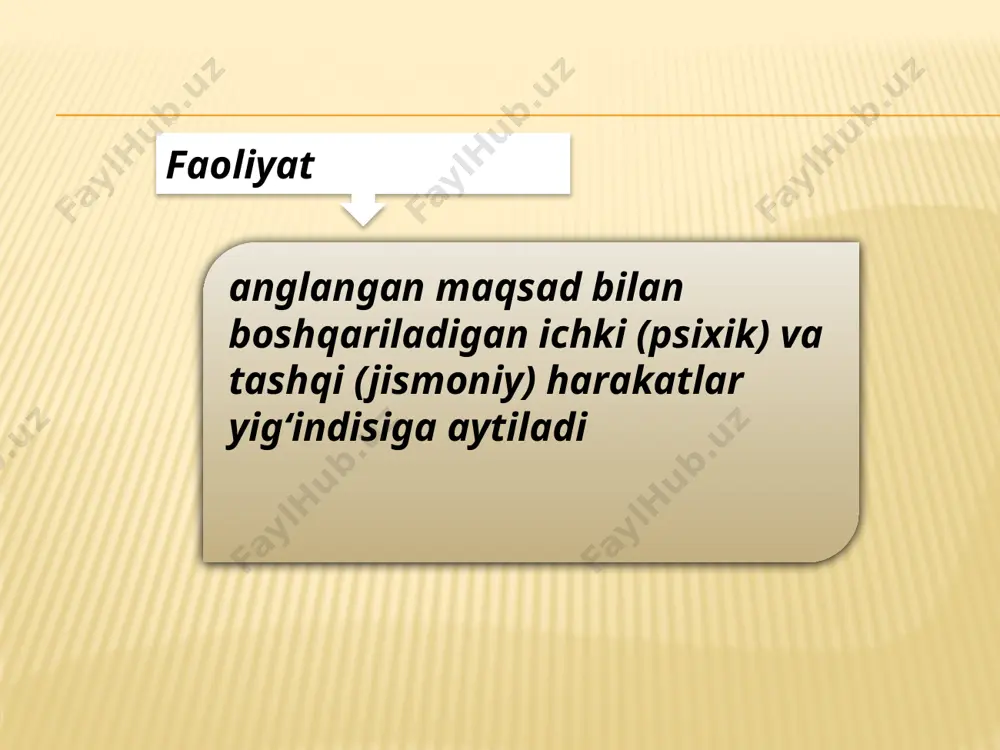 atlarni mujassamlashtiradi. motivatsiya murakkab tuzilma, faoliyatni harakatlantiruvchi kuchlar majmuasi bo‘lib, u o‘zini mayllar, maqsadlar, ideallar ko‘rinishida namoyon qiladi va inson faoliyatini bevosita aniqlab, boshqarib turadi. r.s.nemov bo‘yicha motivatsiya muammosini o‘rganilish tarixi qadimgi davr xvii-xviii asrlar xix asr o‘rtalari xx asr boshlari xx asr o‘rtalari inson ong va iroda erkinligiga ega bo‘lgan ratsional, aqli mavjudot erkin qaror qabul qilish nazariyasi geshtalt nazariya kognitiv nazariya idealistik ta’limot inson ehtiyojari nazariya gumanistik nazariya ijtimoiy ehtiyojlar nazariya instinktlar nazariya xulq-atvor nazariya ch.darvinning evolyusion nazariyasi onf nazariyasi hayvonlarning organik ehtiyojlari nazariyasi inson va hayvon faolligining motivatsion sohasini kelib chiqish nazariyasi materialistik ta’limot refleksiya ta’sirida mexanik qonunlar asosida harakatlanish nazariyasi biologik qonunlar asosida harakatlanuvchi hayvonlar v.s.merlin motivlar tizimlarining ayrim jihatlarini ancha batafsil yoritib bergan turli motivlar bora-bora o‘zaro bog‘liq va bir-biriga tobe bo‘lib boradi hamda oxir oqibatda motivlarning yaxlit tizimi vujudga keladi motivlar tizimining shakllanishi jarayonida nafaqat motivlar barqarorligi, balki motivlarni anglash kabi shartlar bajarilishini talab …