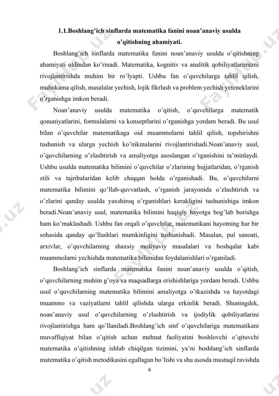 matika, kognitiv va analitik qobiliyatlarimizni rivojlantirishda muhim bir ro’lyapti. ushbu fan o’quvchilarga tahlil qilish, muhokama qilish, masalalar yechish, lojik fikrlash va problem yechish yeteneklarini o’rganishga imkon beradi. noan’anaviy usulda matematika o’qitish, o’quvchilarga matematik qonuniyatlarini, formulalarni va konseptlarini o’rganishga yordam beradi. bu usul bilan o’quvchilar matematikaga oid muammolarni tahlil qilish, topshirishni tushunish va ularga yechish ko’nikmalarini rivojlantirishadi.noan’anaviy usul, o’quvchilarning o’zlashtirish va amaliyotga asoslangan o’rganishini ta’minlaydi. ushbu usulda matematika bilimini o’quvchilar o’zlarining hujjatlaridan, o’rganish stili va tajribalaridan kelib chiqqan holda o’rganishadi. bu, o’quvchilarni matematika bilimini qo’llab-quvvatlash, o’rganish jarayonida o’zlashtirish va o’zlarini qanday usulda yaxshiroq o’rganishlari kerakligini tushunishiga imkon beradi.noan’anaviy usul, matematika bilimini haqiqiy hayotga bog’lab borishga ham ko’maklashadi. ushbu fan orqali o’quvchilar, matematikani hayotning har bir sohasida qanday qo’llashlari mumkinligini tushunishadi. masalan, pul sanoati, arxivlar, o’quvchilarning shaxsiy moliyaviy masalalari va boshqalar kabi muammolarni yechishda matematika bilimidan foydalanishlari o’rganiladi. boshlang’ich sinflarda matematika fanini noan’anaviy usulda o’qitish, o’quvchilarning muhim g’oya va maqsadlarga erishishlariga yordam …