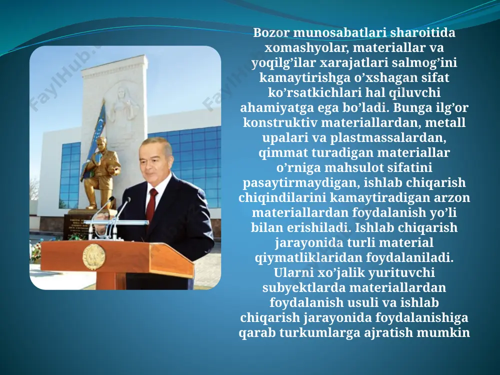 otib olingan yarim fabrikantlar, komplektlovchi materiallar, konstruksiya va detallar; 1030 “yoqilg’i"; 1060 “tara va tara materiallari"; 1040 “ehtiyot qismlar"; 1090 “boshqa materiallar"; 1070 “chetga chiqarish uchun berilgan materiallar"; 1080 “inventar va xo’jalik materiallari". image2.jpg image3.jpg image4.jpg image5.png image6.jpg image7.jpg image8.jpg image9.png image10.jpg image11.jpg